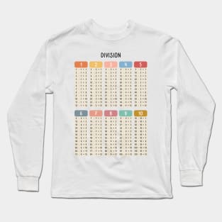 Math Division Table in Muted Boho Rainbow Colors for Kids Long Sleeve T-Shirt